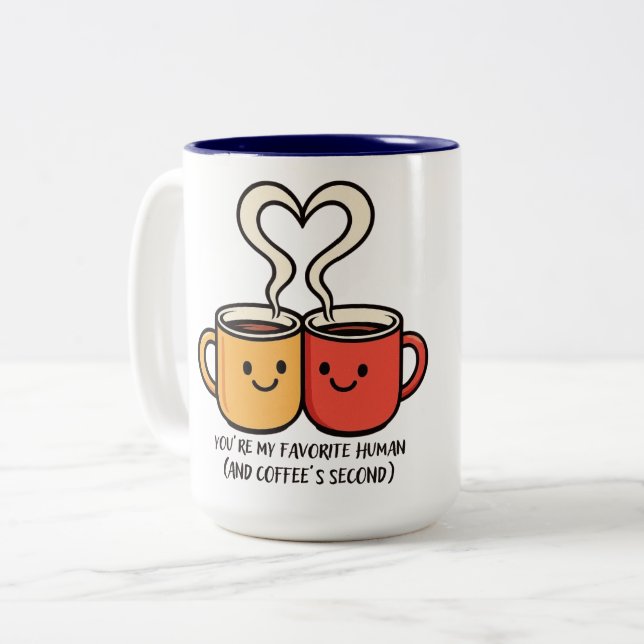Em Dois Tons Caneca de Citação de Humor e Café para Casal (Frente Esquerda)