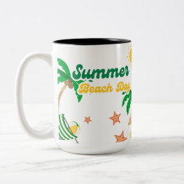 Em Dois Tons Caneca de Dia de Praia de Verão | Café de Palmeira