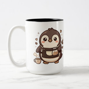 Em Dois Tons Caneca de Duas Cores do Pinguim do Café
