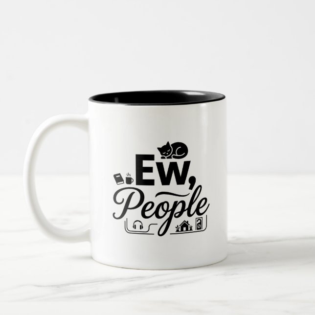 Em Dois Tons Caneca de Duas Cores Introvertido Amantes de Café  (Esquerda)