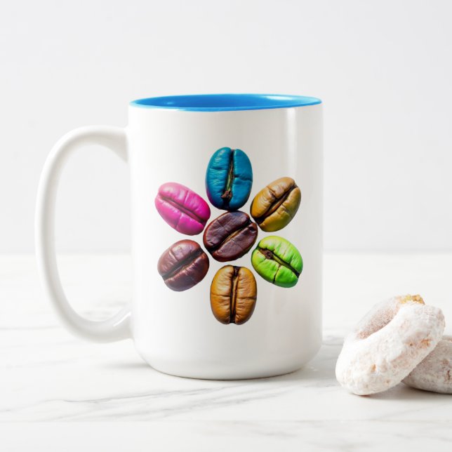Em Dois Tons Caneca de Grão de Café (Com Donut)