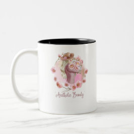 Em Dois Tons Caneca de Menina Estética | Moda Café Preto e Bran