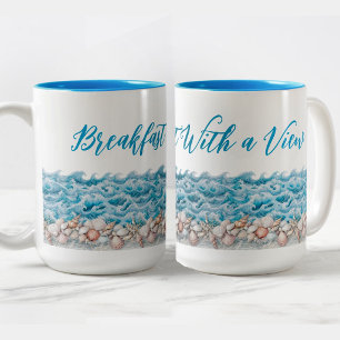 Em Dois Tons Caneca de Praia Café da Manhã Com uma Vista