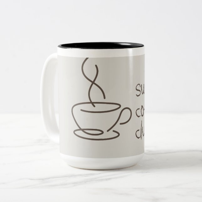 Em Dois Tons Caneca do Clube de Café de Domingo | Citação de Am (Frente Esquerda)
