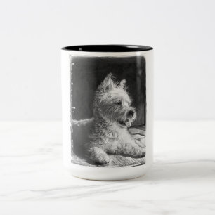 Em Dois Tons Caneca do copo de café das belas artes de Westie