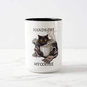 Em Dois Tons Caneca Engraçada de Gato Cansado e Café