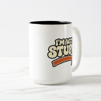 Em Dois Tons Caneca I'm With Stupid – Caneca de Café Divertida