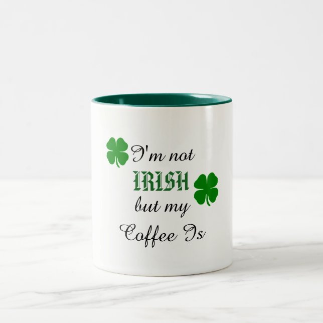 Em Dois Tons Caneca Irlandesa de Café Verde e Branco Fofa (Centro)