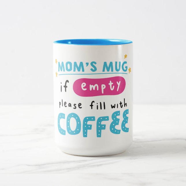 Em Dois Tons Caneca Mãe Fofa com Mensagem de Recarga de Café (Centro)