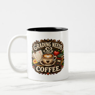 Em Dois Tons Caneca para Professor de Café para Corrigir