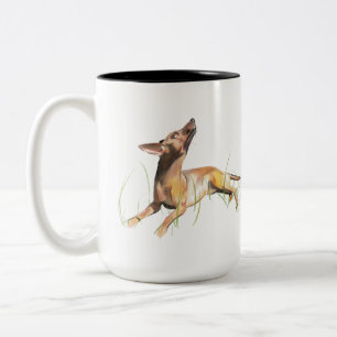 Em Dois Tons Caneca Pinscher Miniatura, Café de Mãe de Cachorro