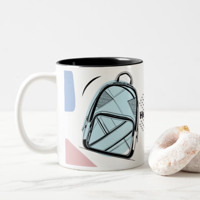 Em Dois Tons Caneca temática de volta às aulas café (Com Donut)