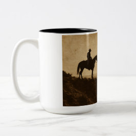 Em Dois Tons Caneca Vintage Sepia Rider - Café de Cowboy do Vel