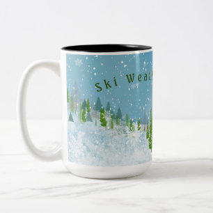 Em Dois Tons Cena de inverno Fofa Personalizada Caneca de Café 