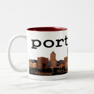 Em Dois Tons Cidade da caneca de café de Portland