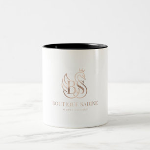 Em Dois Tons Cisne Elegante Arte de Linha Mínima Caneca de Café