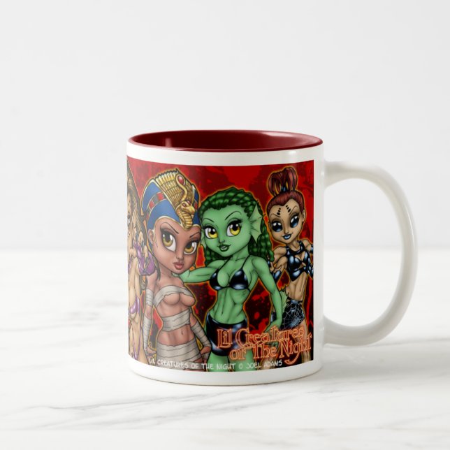 Em Dois Tons Criaturas de Lil da caneca de café da noite 15oz (Direita)