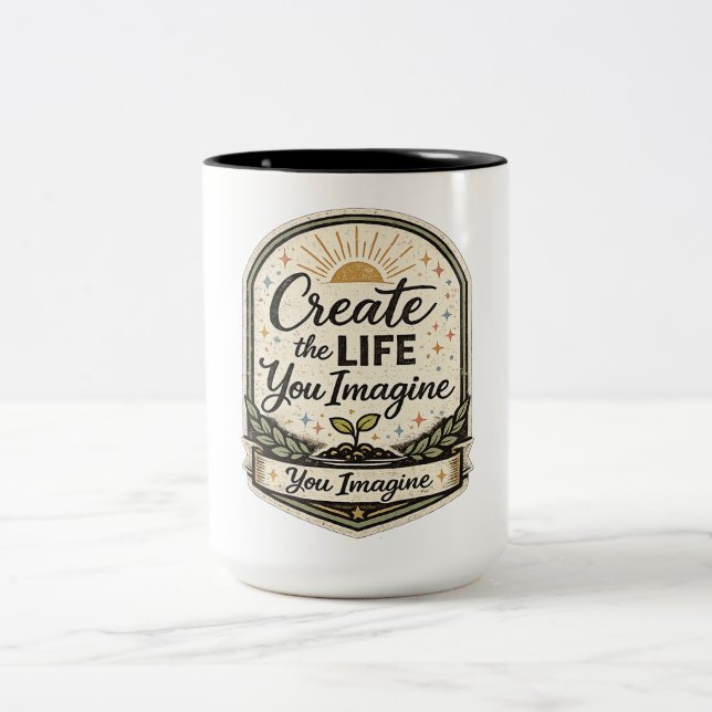 Em Dois Tons Crie a Vida que Você Imagina Caneca de Café Inspir (Centro)