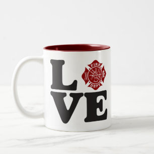 Em Dois Tons Departamento "AMOR" do fogo caneca de café de doi