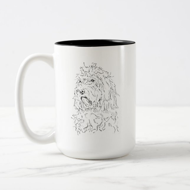 Em Dois Tons Desenho de cachorro caneca de café Cockapoo (Esquerda)