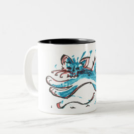 Em Dois Tons do gato amigável da água do pulo da caneca de café