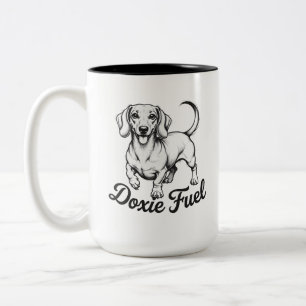 Em Dois Tons Doxie Fuel Caneca de Café Dachshund Feliz