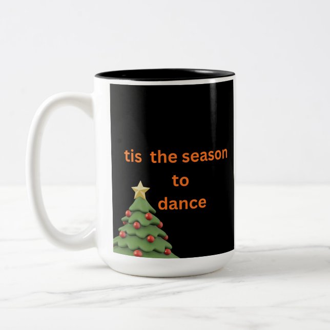 Em Dois Tons É a Temporada de Dançar Caneca de Natal de Café (Esquerda)