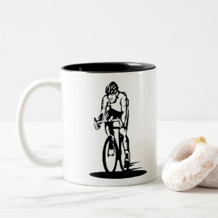 Em Dois Tons Esboço engraçado do ciclista - caneca de café d