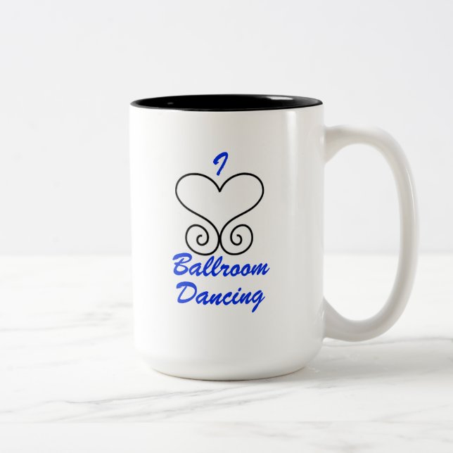Em Dois Tons Eu amo a caneca de café da dança de salão de baile (Direita)