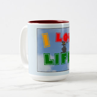 Em Dois Tons "Eu amo a vida!" Caneca de café