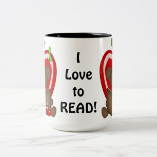 Em Dois Tons Eu amo ler a caneca de café