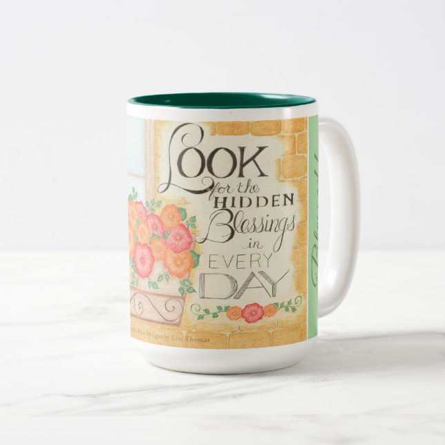 Em Dois Tons EU Sou Abencoado! - Caneca de Café Bênçãos Escondi (Frente Esquerda)