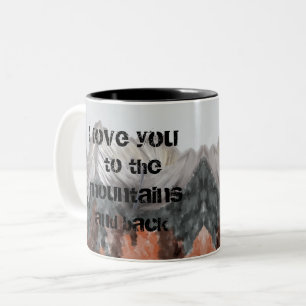 Em Dois Tons Eu te amo às montanhas e à caneca de café trase