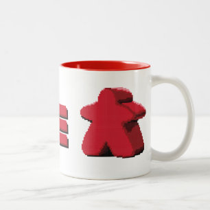 Em Dois Tons Eu ver a caneca de café vermelha de Meeple