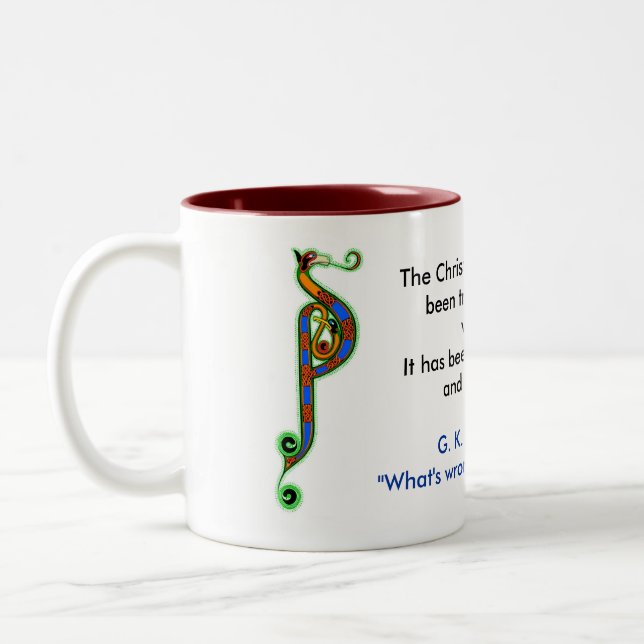 Em Dois Tons G.K. Chesterton; caneca de café - 1 (Esquerda)