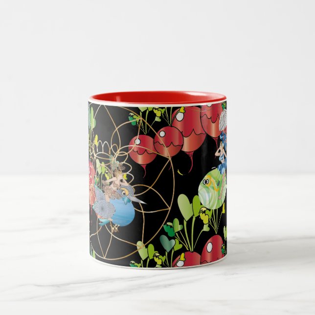 Em Dois Tons Gato gorduroso de caneca de café com duas tonalida (Centro)