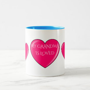 Em Dois Tons GRANDMA com coração cor-de-rosa café ou caneca de 