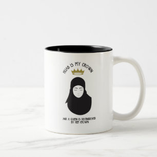 Em Dois Tons Hijab é minha coroa - caneca de café PRETO