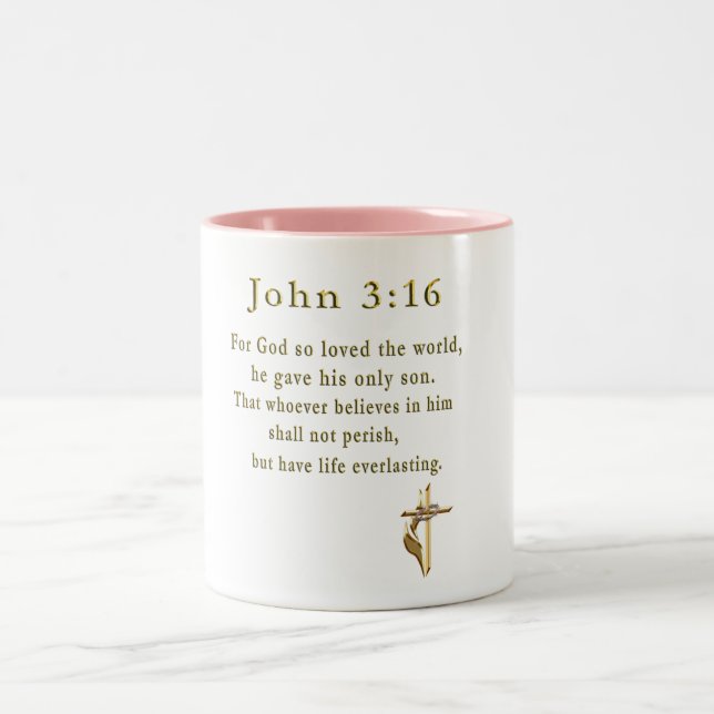 Em Dois Tons John 3:16 presentes cristãos Uma caneca de café de (Centro)
