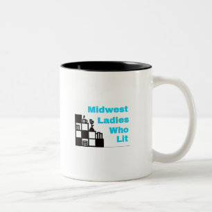 Em Dois Tons Logotipo de MWLWL eu amo livros e caneca de café