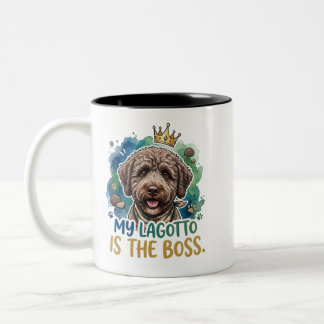 Em Dois Tons Minha Lagotto é a Chefe Caneca de Café Divertida p