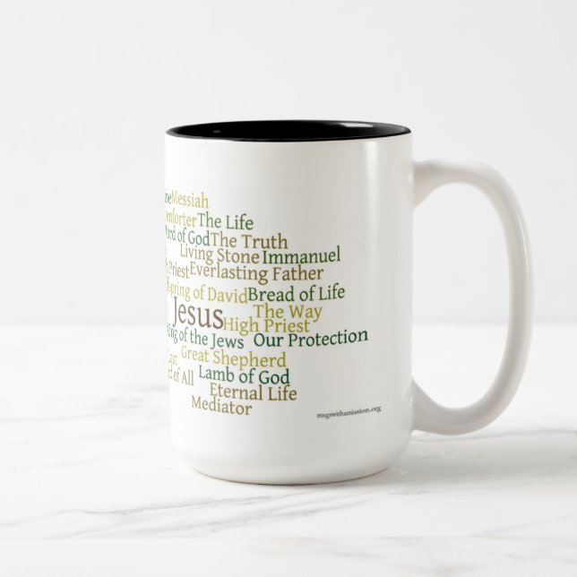 Em Dois Tons Nomes da caneca de café de Jesus 15oz (Direita)