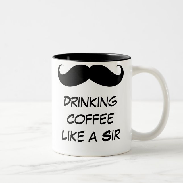 Em Dois Tons O café do bebendo gosta de um senhor Bigode Caneca (Direita)