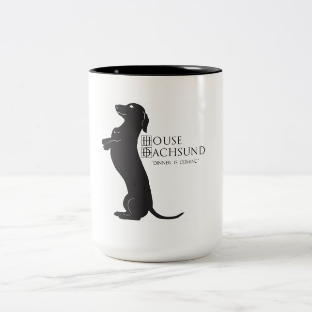 Em Dois Tons O Dachshund "comensal da casa é" caneca de café de (Centro)