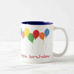 Em Dois Tons O feliz aniversario Balloons a caneca de café