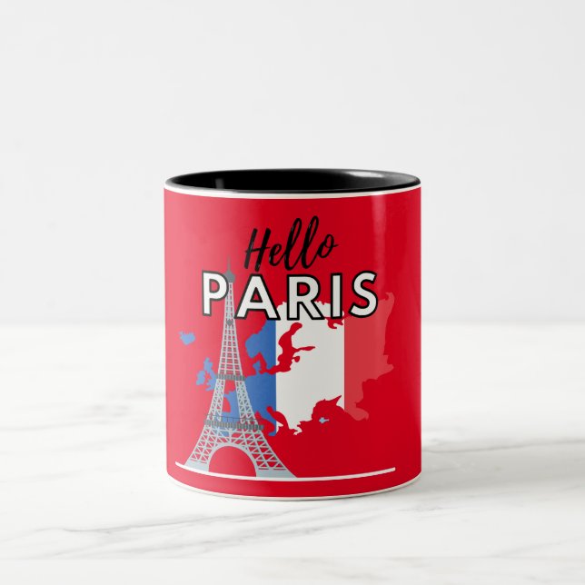 Em Dois Tons Olá Caneca de Café Paris Two-Tone (Centro)