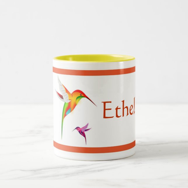 Em Dois Tons Os colibris personalizaram a caneca de café (Centro)
