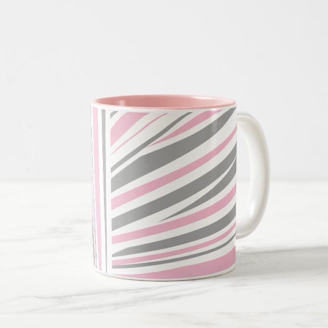 Em Dois Tons Padrão de zebra abstrato clássico - caneca de café (Frente Esquerda)