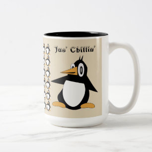 Em Dois Tons Percius editável a caneca de café do pinguim