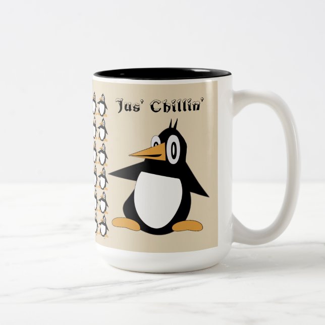 Em Dois Tons Percius editável a caneca de café do pinguim (Direita)